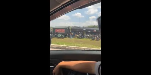 Group of motorcyclists celebrate after safely reaching R&R despite lorry running out of fuel - _teahriz