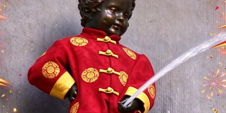 Manneken-Pis dons Chinese attire for China's National Day