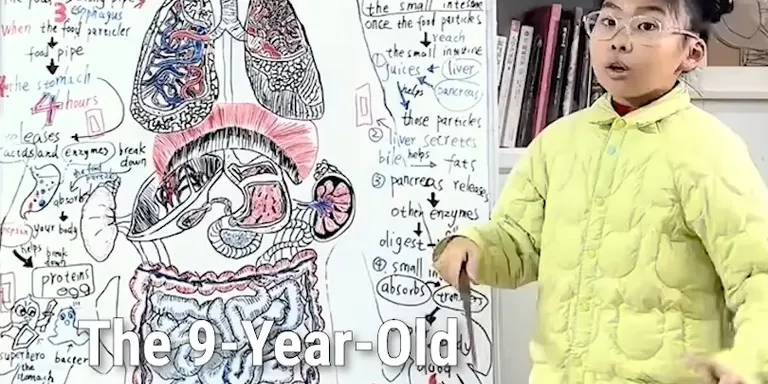 A girl in Hangzhou, Zhejiang province, is gaining attention online for her detailed anatomical drawings and English explanations