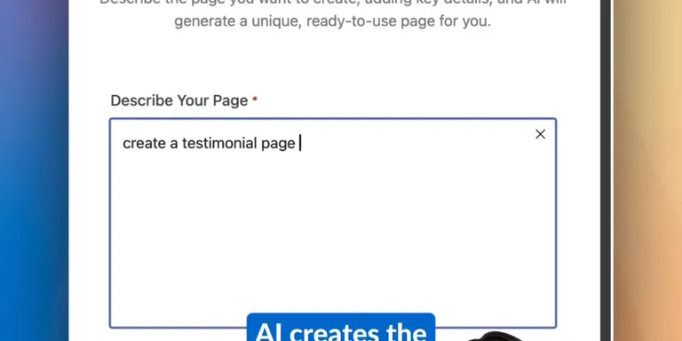 Describe the page you want